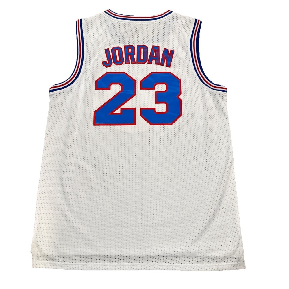 Michael Jordan Tune Squad Space Jam Movie Basketball Jersey White Stitch Sz 2XL